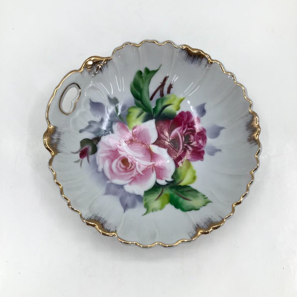 VTG Lefton Candy Dish Hand Painted Trinket Mid-Century Modern MCM Pink Red Gift - Picture 2 of 8